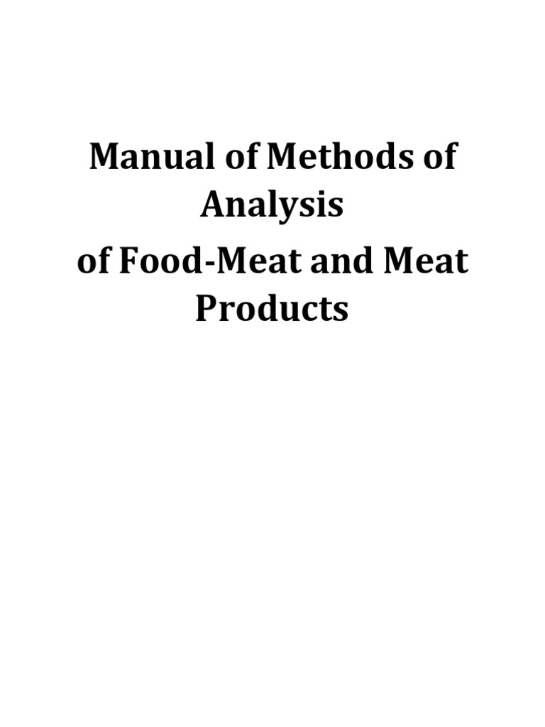 Meat Analysis Methods Manual | PDF | High Performance Liquid ...