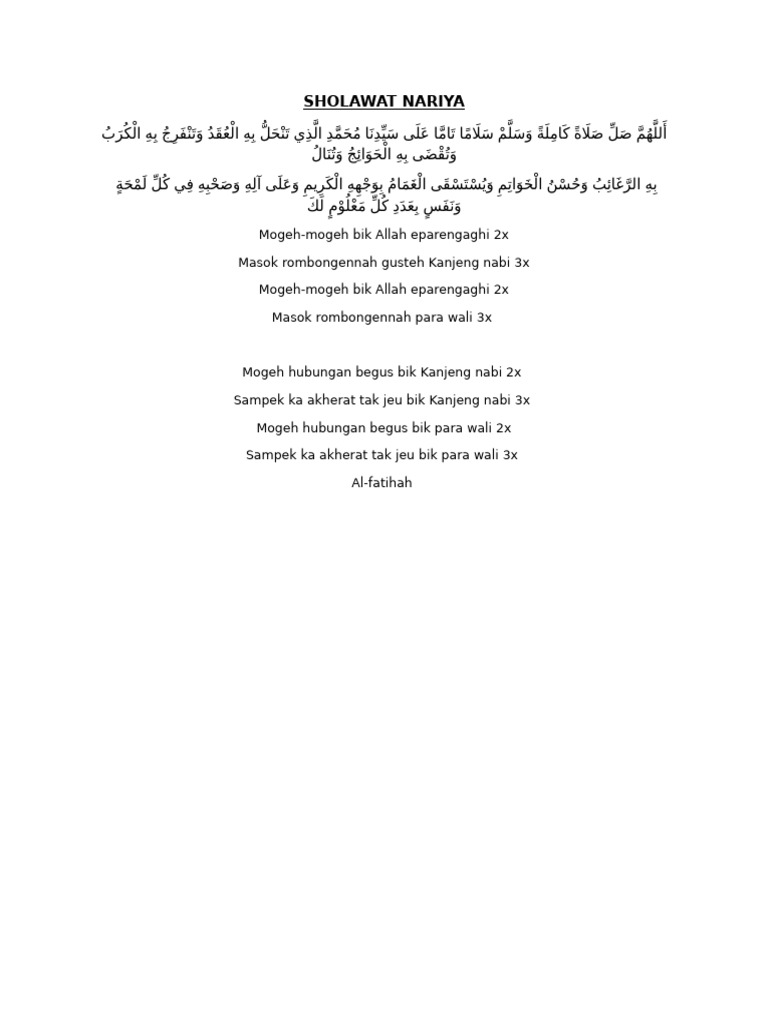Sholawat Nariya | PDF