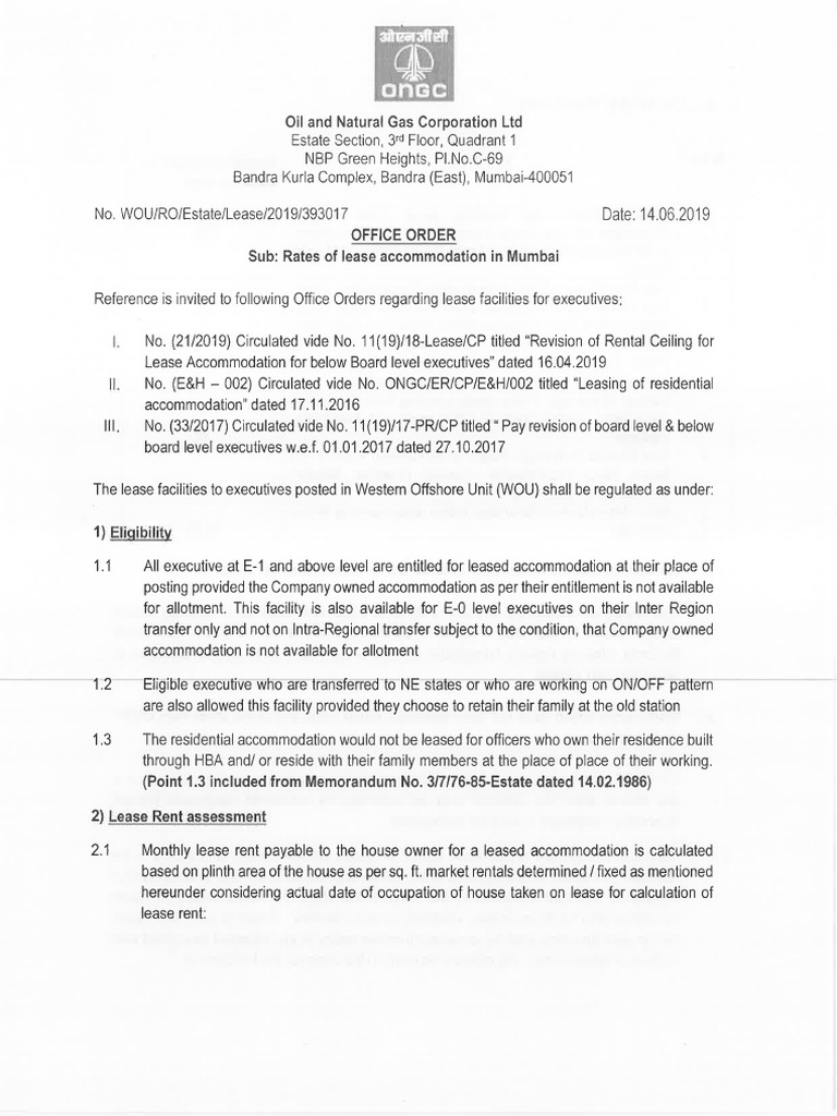 Circular For Lease Rent Accomodation | PDF