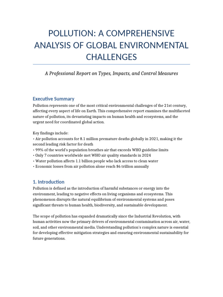 Global Pollution: Impacts and Solutions | PDF | Pollution | Air Pollution