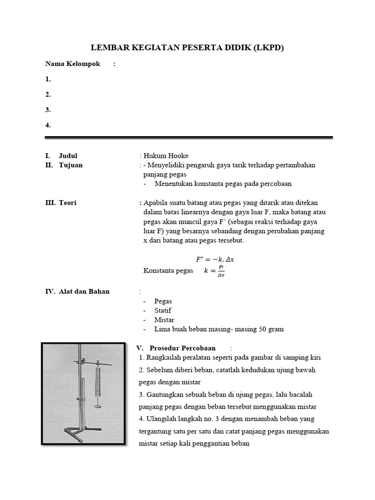 Eksperimen Hukum Hooke dan Elastisitas | PDF