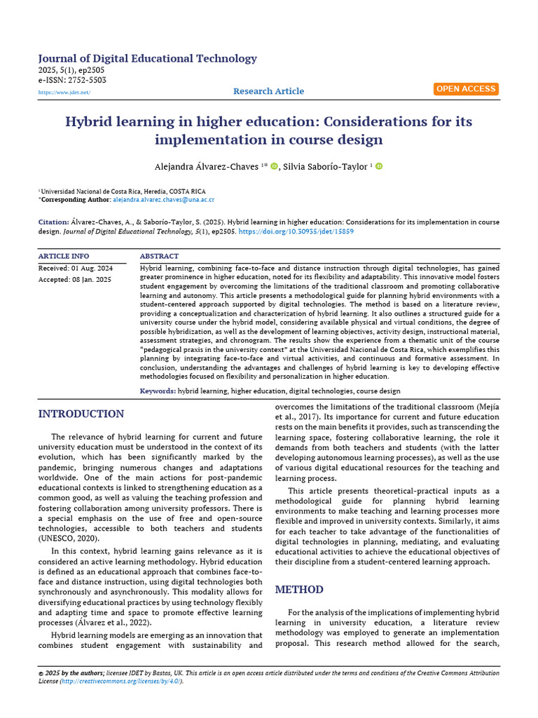 Hybrid Learning in Higher Education Considerations For Its ...