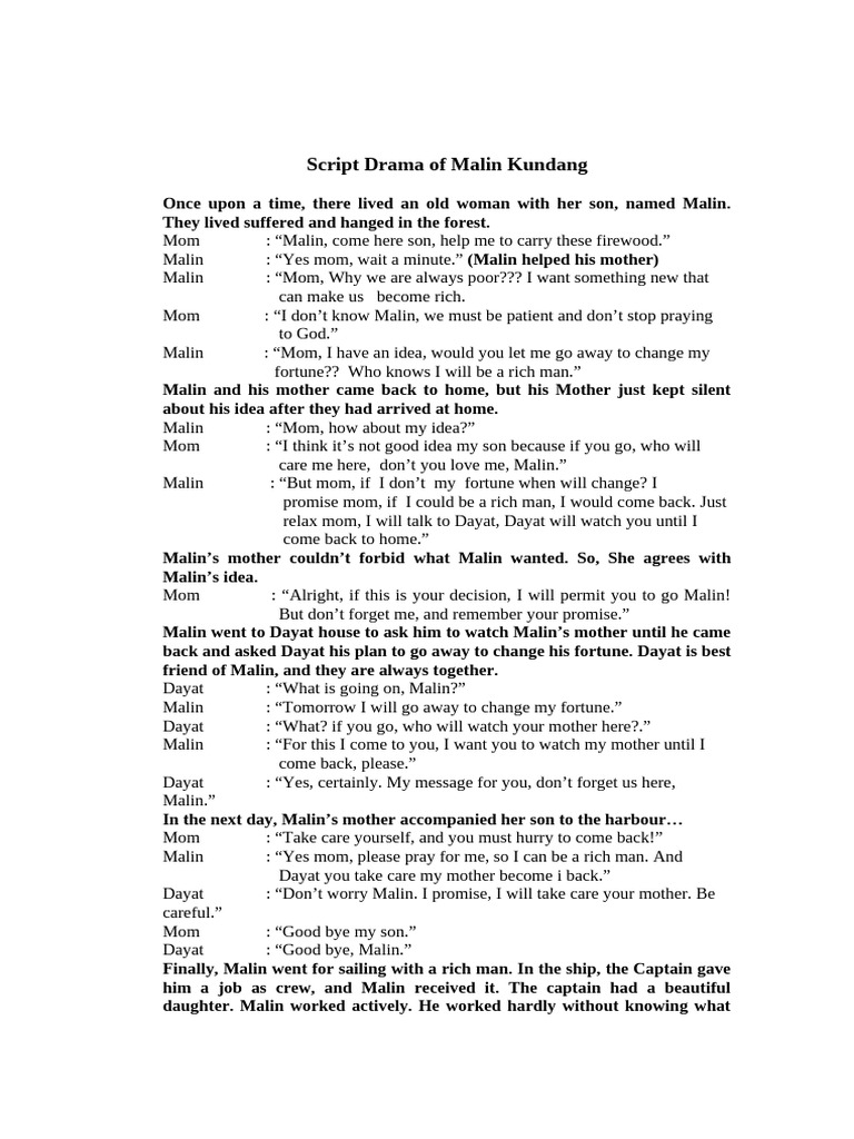 Script Drama of Malin Kundang-2 | PDF