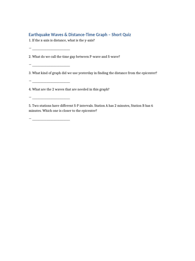 Earthquake Quiz | PDF