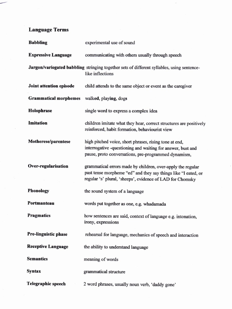 Key Language Development Terms Explained | PDF