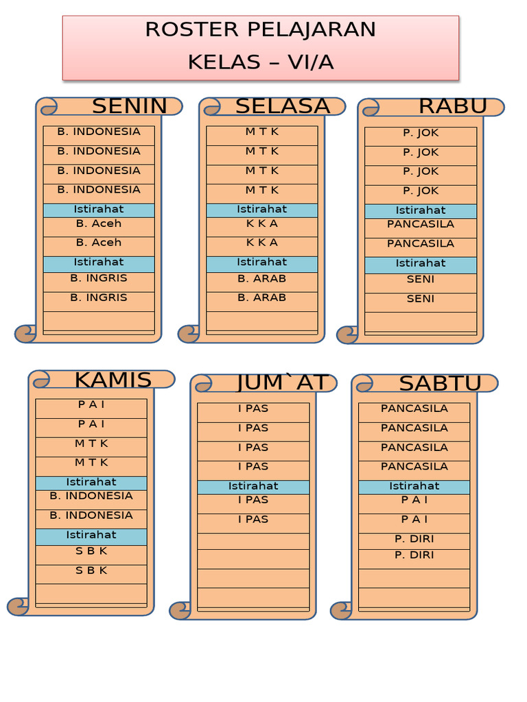 Roster Pelajaran | PDF