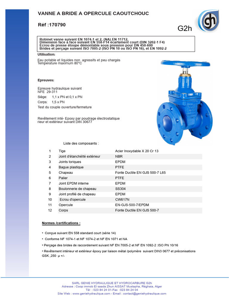 Robinet Vanne conforme EN 1074 et ISO 7005 | PDF | Ingénierie mécanique ...