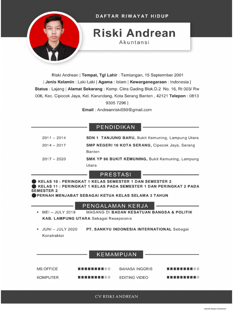 CV. Riski Andrean Januari (Terbaru) | PDF