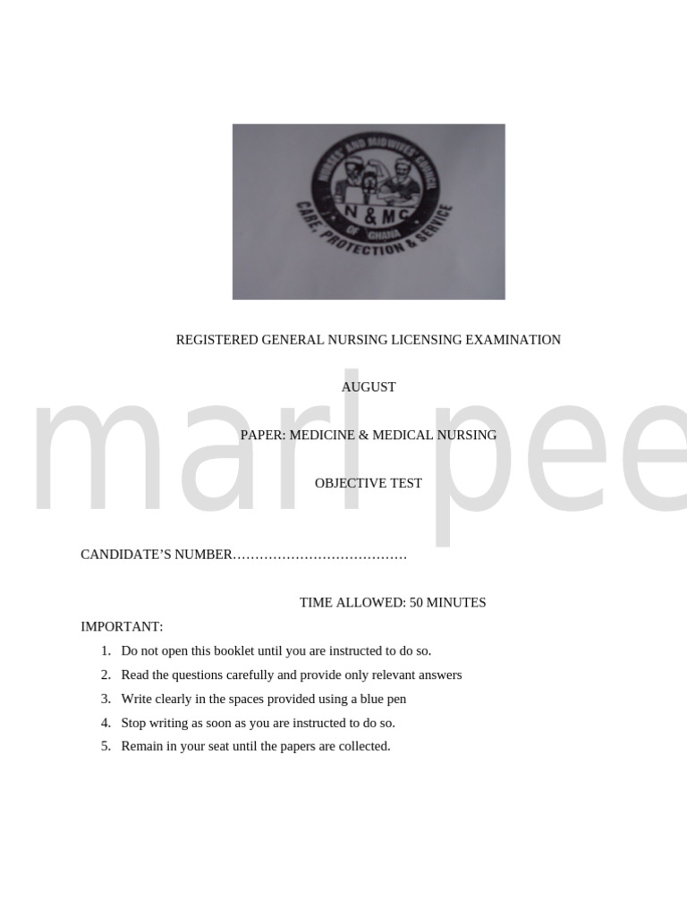 Nursing Licensing Exam: Medicine Paper | PDF | Anemia | Ear