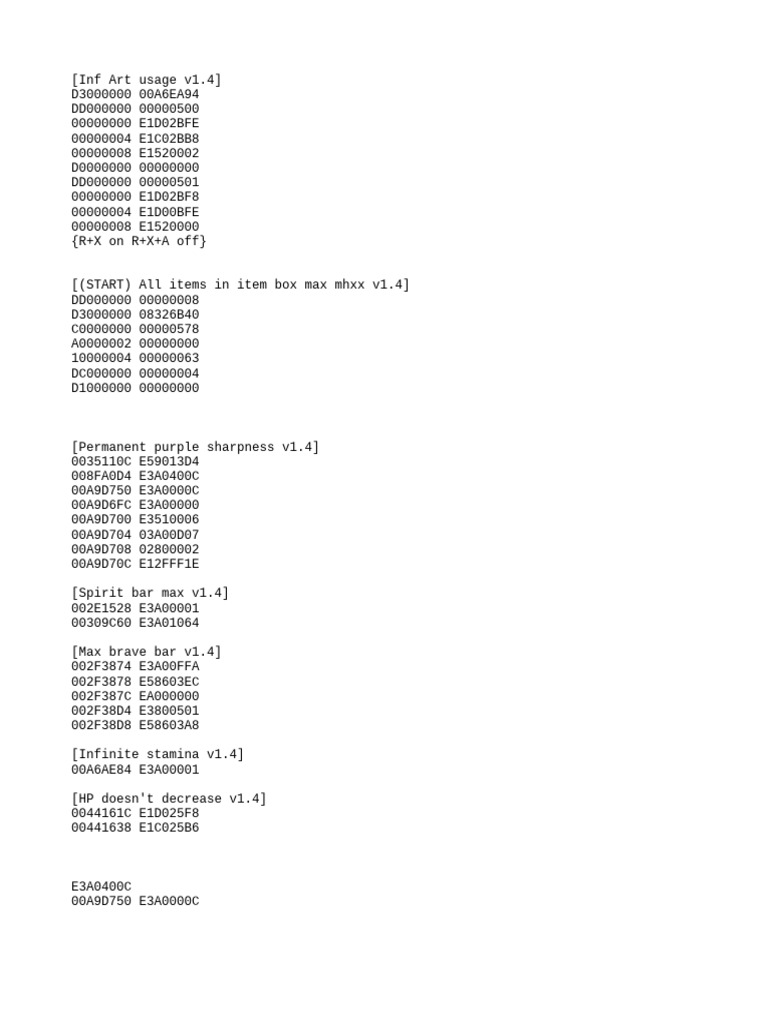 Cheat Codes for Game Enhancements v1.4 | PDF