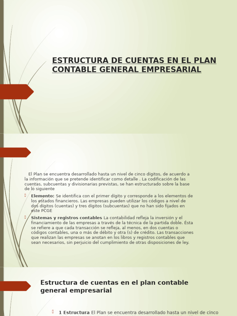 Estructura de Cuentas en El Plan Contable General | PDF