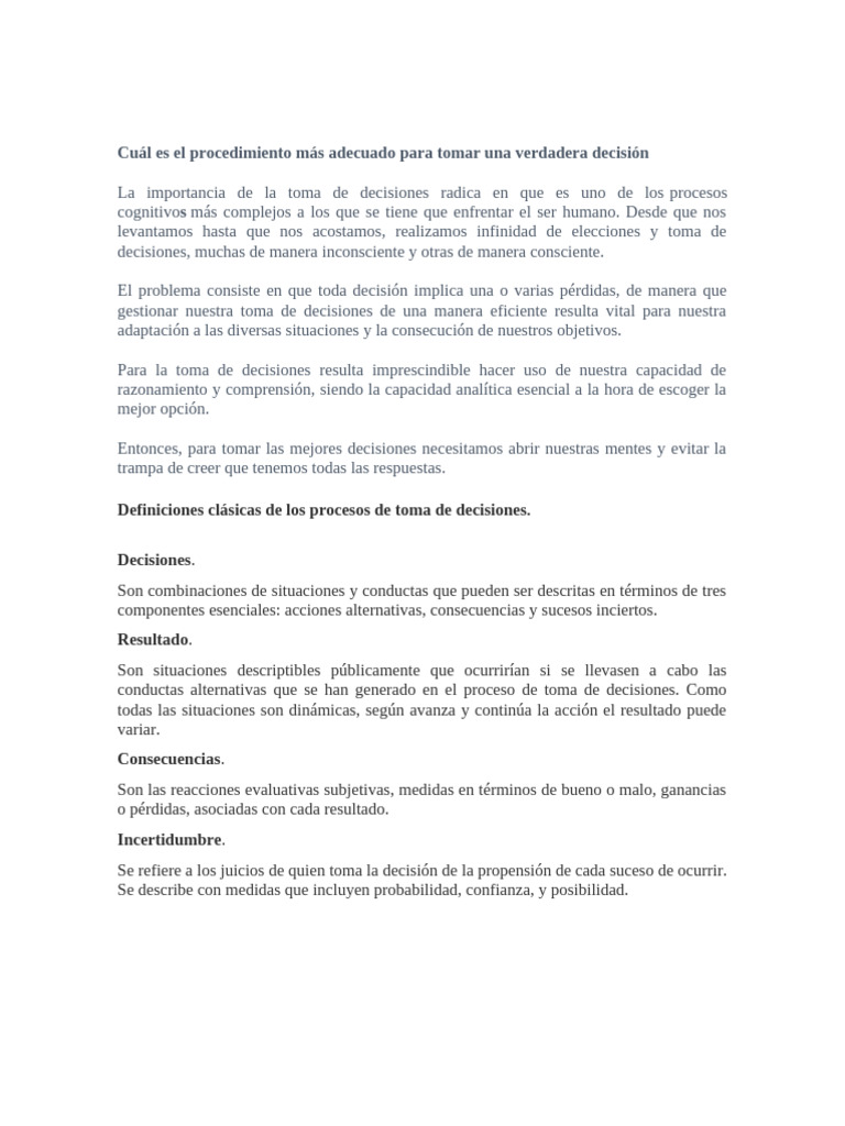 Guía para una toma de decisiones efectiva | PDF | Toma de decisiones ...