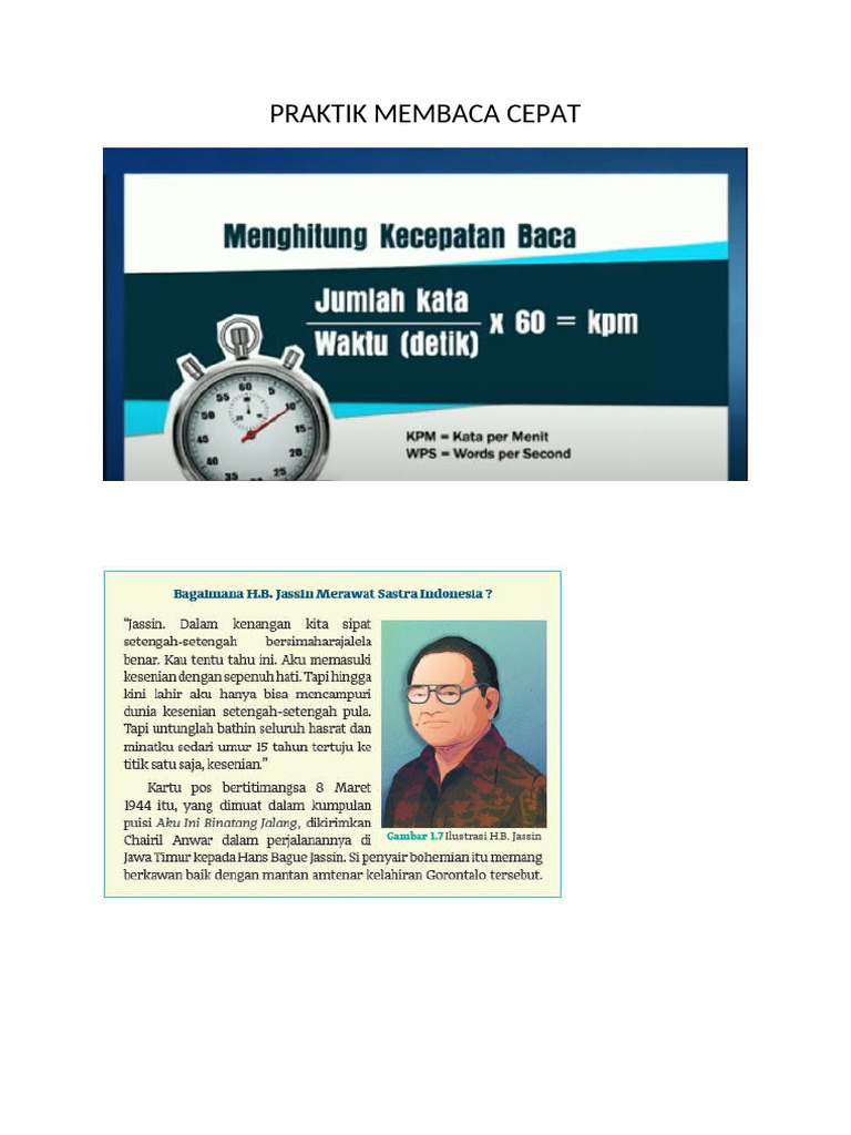 Bahan Teks Praktek Membaca Cepat | PDF
