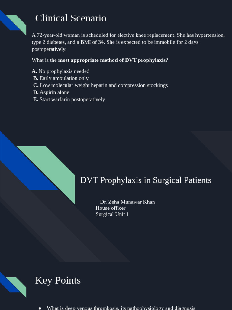 DVT Prophylaxis for Surgical Patients | PDF | Thrombosis | Angiology