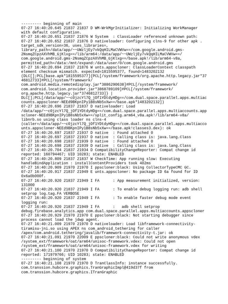 WorkManager Initialization Log Analysis | PDF | Android (Operating ...