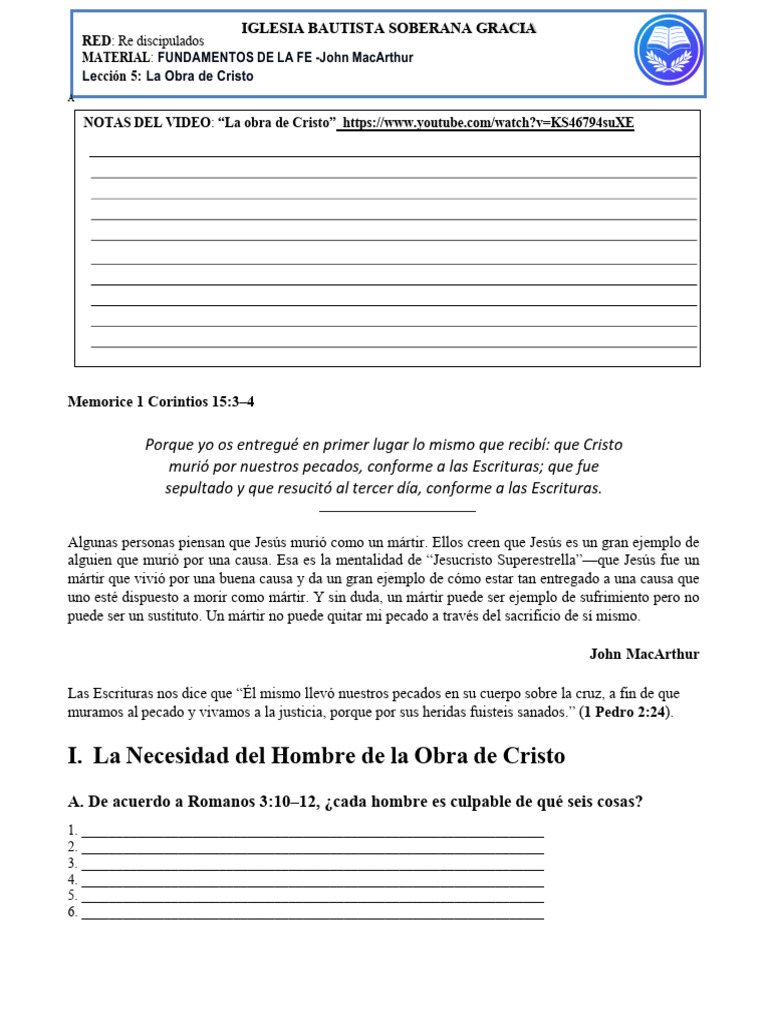 La Obra de Cristo en la Salvación | PDF | Cristo (título) | eucaristía
