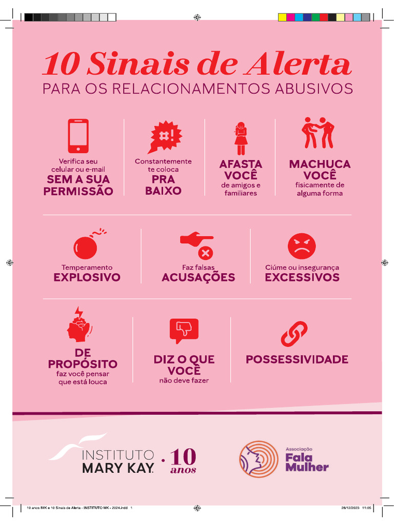 10 Sinais Relacionamento Abusivo - Mary Kay + Fala Mulher | PDF
