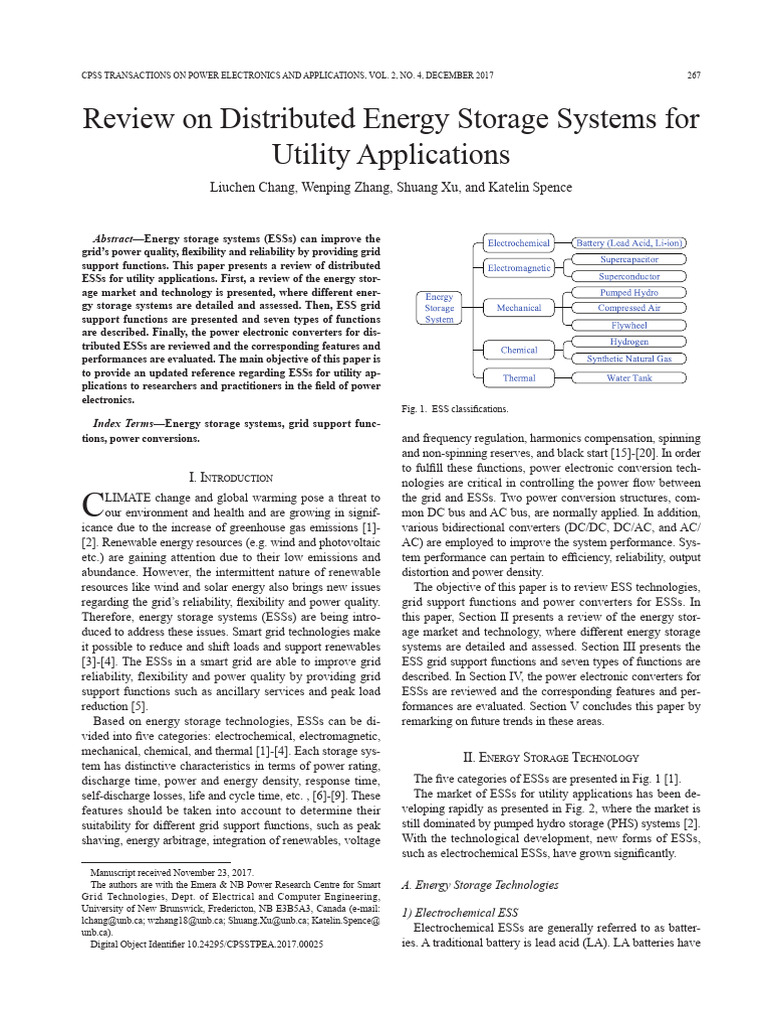 Review of Distributed Energy Storage Systems | PDF | Energy Storage ...