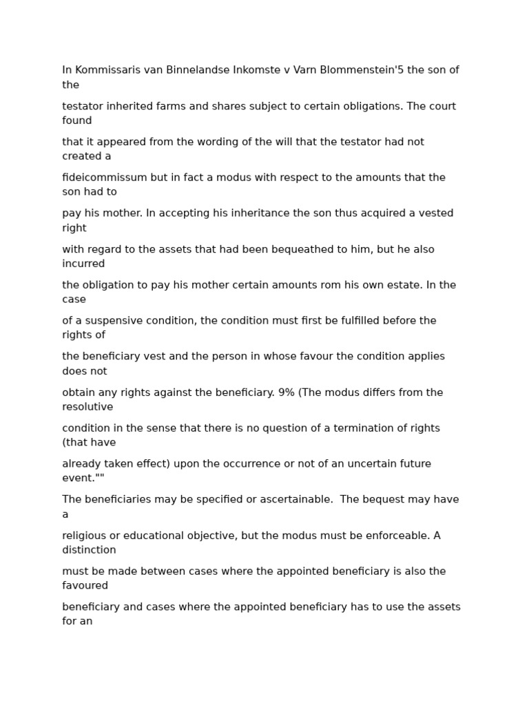 Understanding Modus in Bequests | PDF | Legal Documents | Inheritance