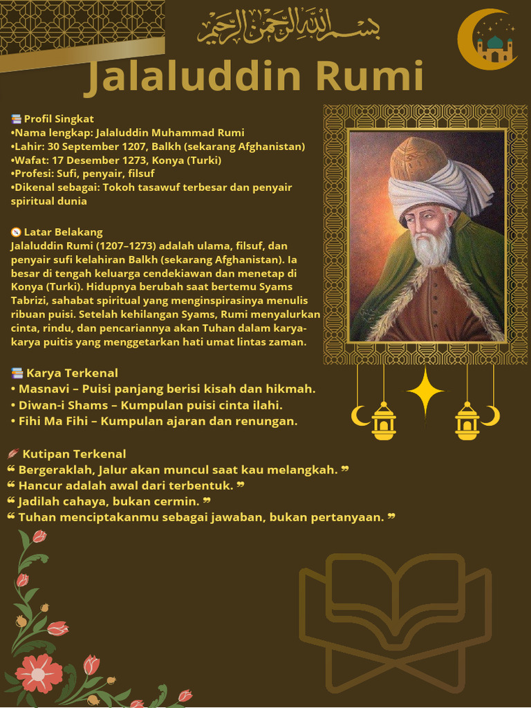 Profil Jalaluddin Rumi: Penyair Sufi Terkenal | PDF