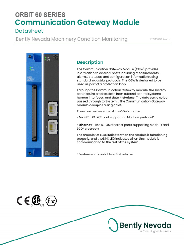ORBIT 60 SERIES Communication Gateway Module Datasheet - 137M0700 | PDF ...