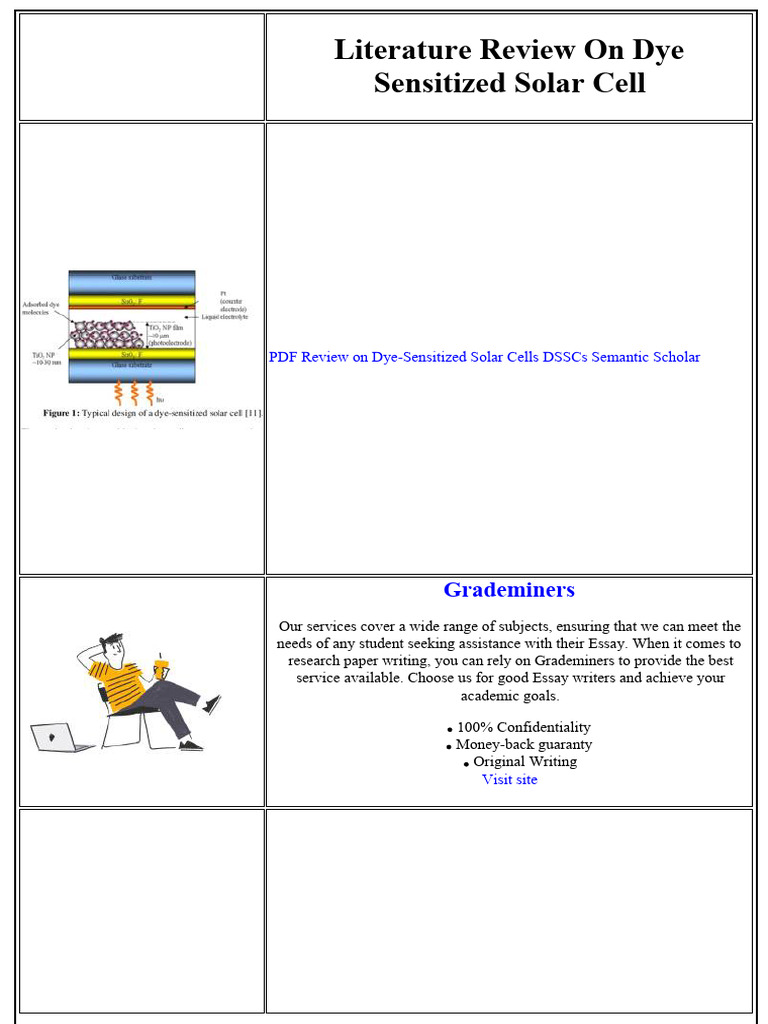 Literature Review On Dye Sensitized Solar Cell | PDF | Solar Cell ...
