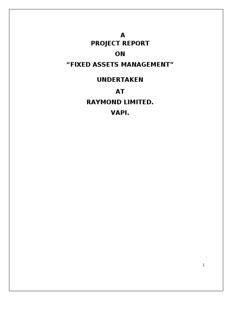 Fixed Assets Management at Raymond Ltd. | PDF | Business | Technology ...