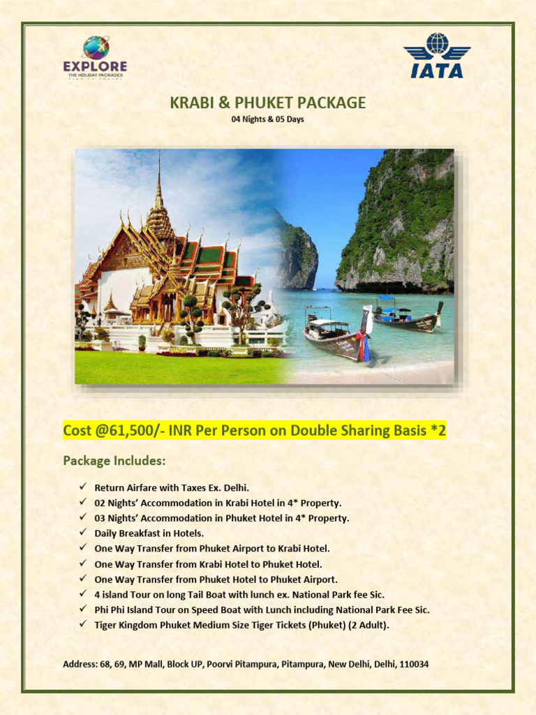 Krabi & Phuket Travel Package Details | PDF | Visa Inc. | Fee