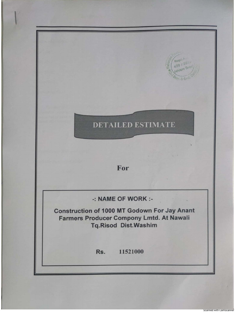 Godown Civil Estimate Jay Anant 1000 MT_013623063635 | PDF