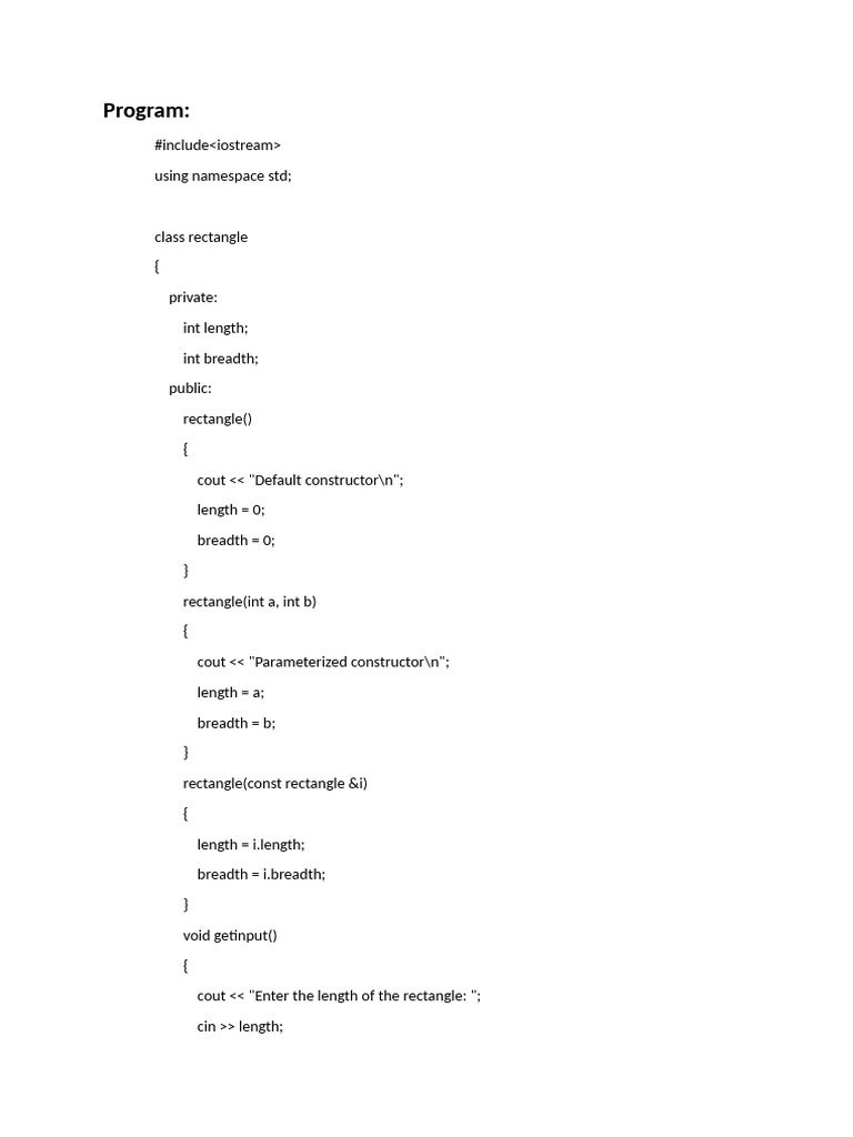 C++ Rectangle Class Example | PDF