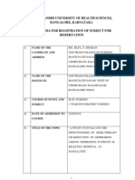Rajiv Gandhi University of Health Sciences, Bangalore, Karnataka Proforma For Registration of Subject For Dissertation