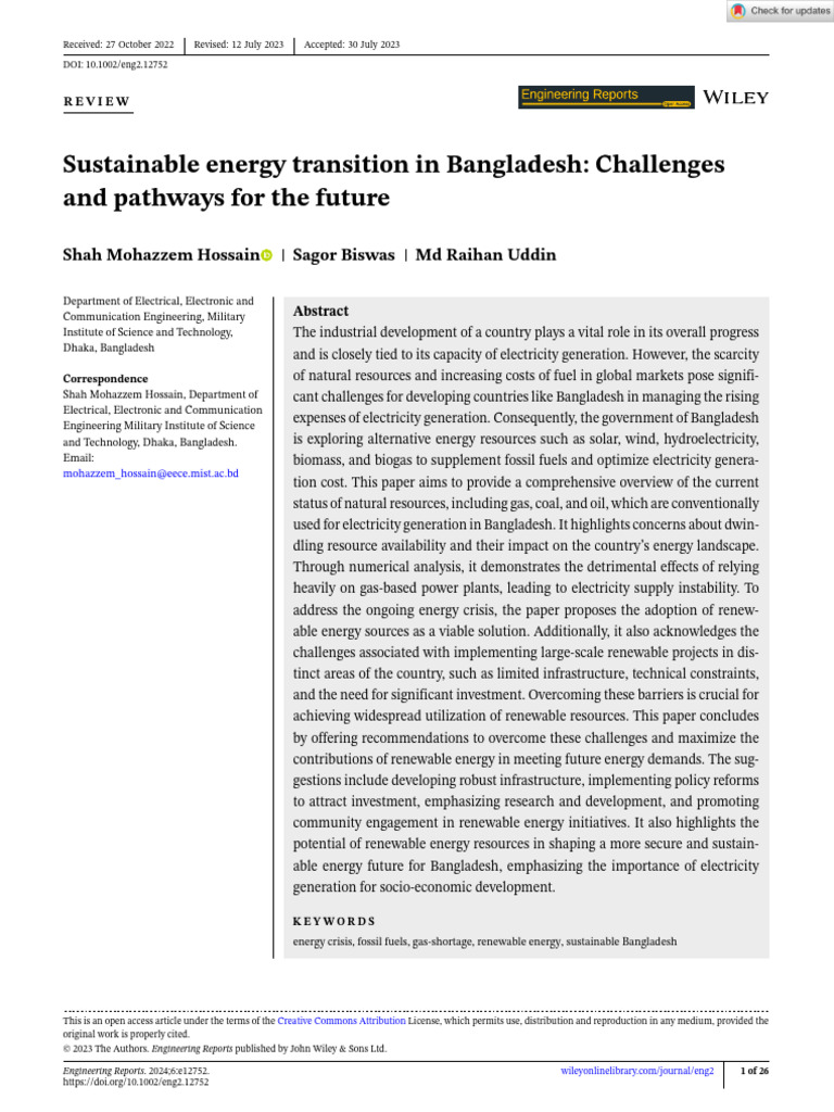 Sustainable Energy Transition in Bangladesh | PDF | Renewable Energy ...