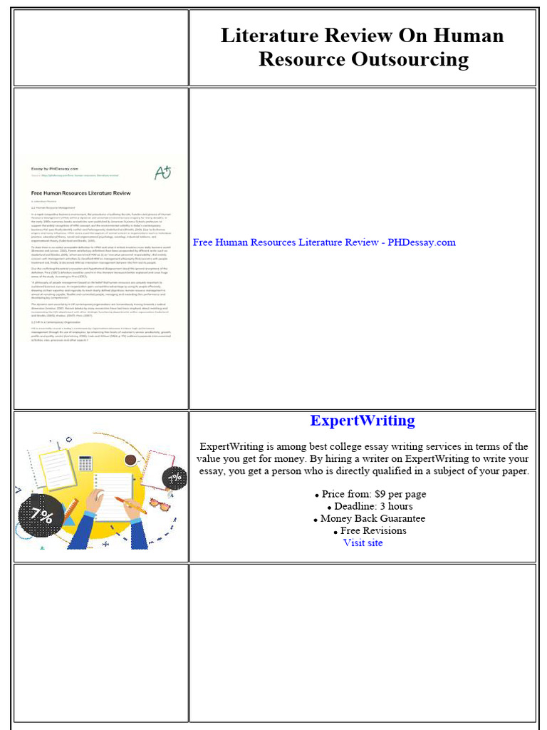 Literature Review On Human Resource Outsourcing | PDF | Human Resource ...