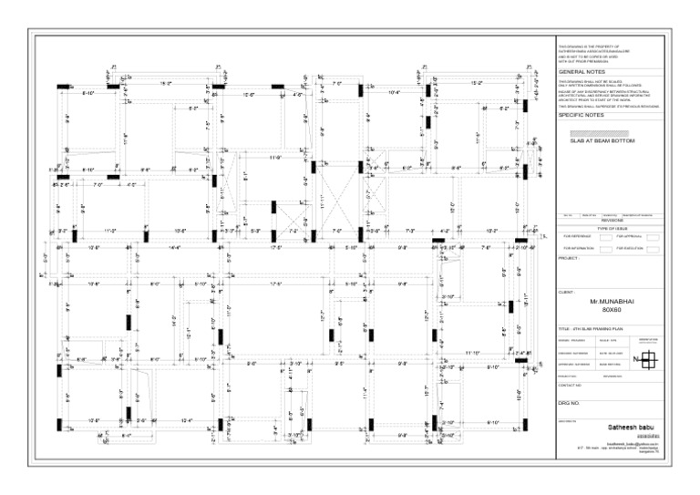 Munna Bhai 80x60 4th Slab Framing Plan Model | PDF