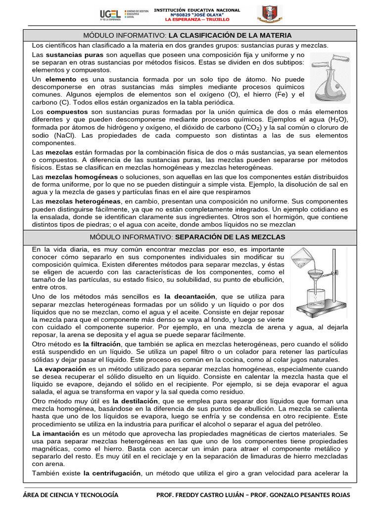 Modulo Informativo La Clasificación de La Materia | PDF | Mezcla ...