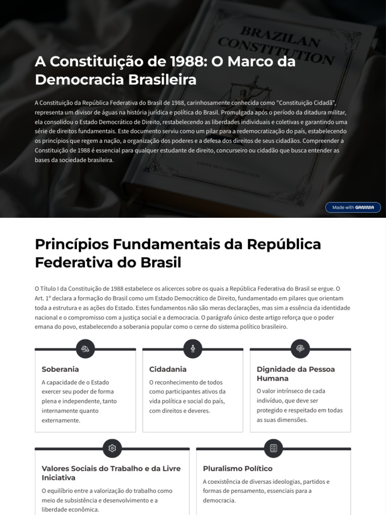 A Constituicao de 1988 O Marco Da Democracia Brasileira | PDF ...