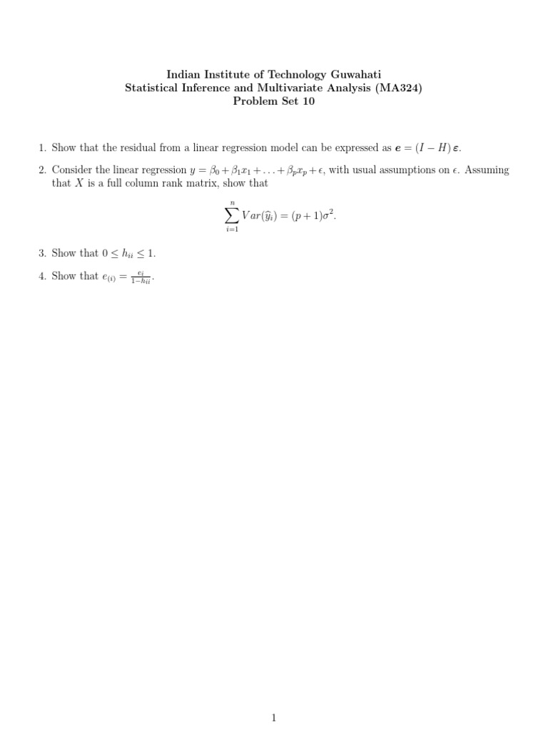 Linear Regression Residuals and Analysis | PDF