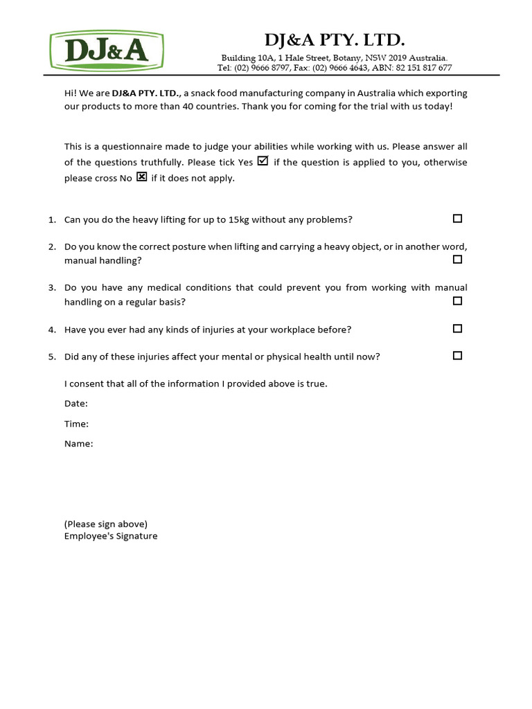 + Questionnaire Form | PDF