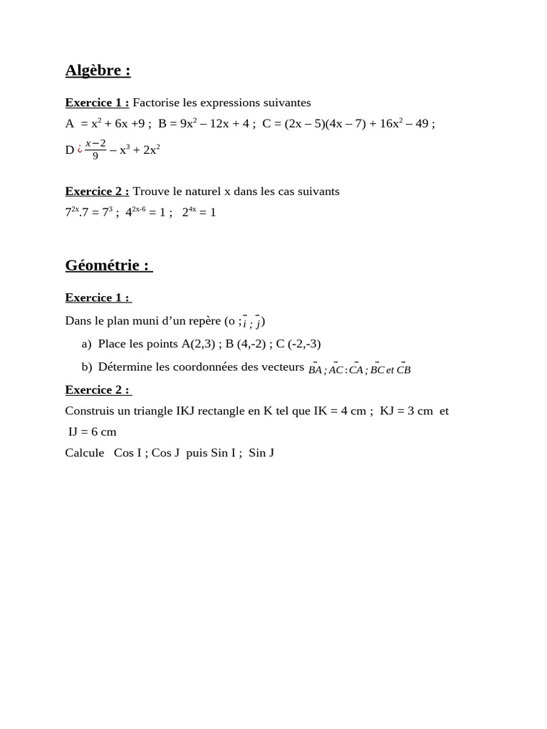 Exercices de mathématiques PDF | PDF
