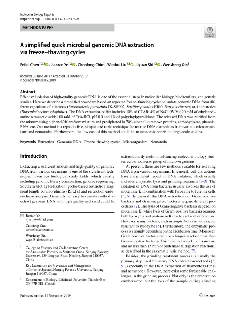 Quick Microbial DNA Extraction Method | PDF | Polymerase Chain Reaction ...