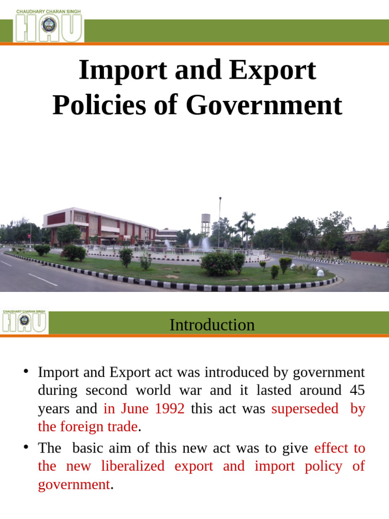 Import and Export Policies of Government | PDF | Exports | Imports