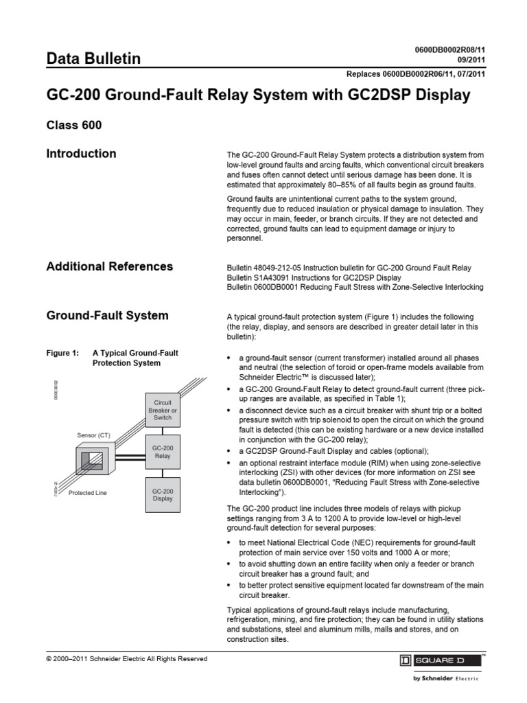 GC-200 Ground-Fault Relay System Guide | PDF | Relay | Switch