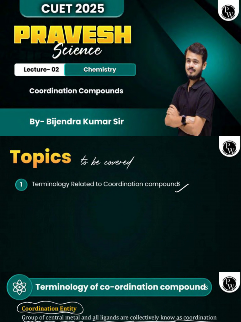 Coordination Compounds 02 - Class Notes - Pravesh 2025 CUET Science | PDF