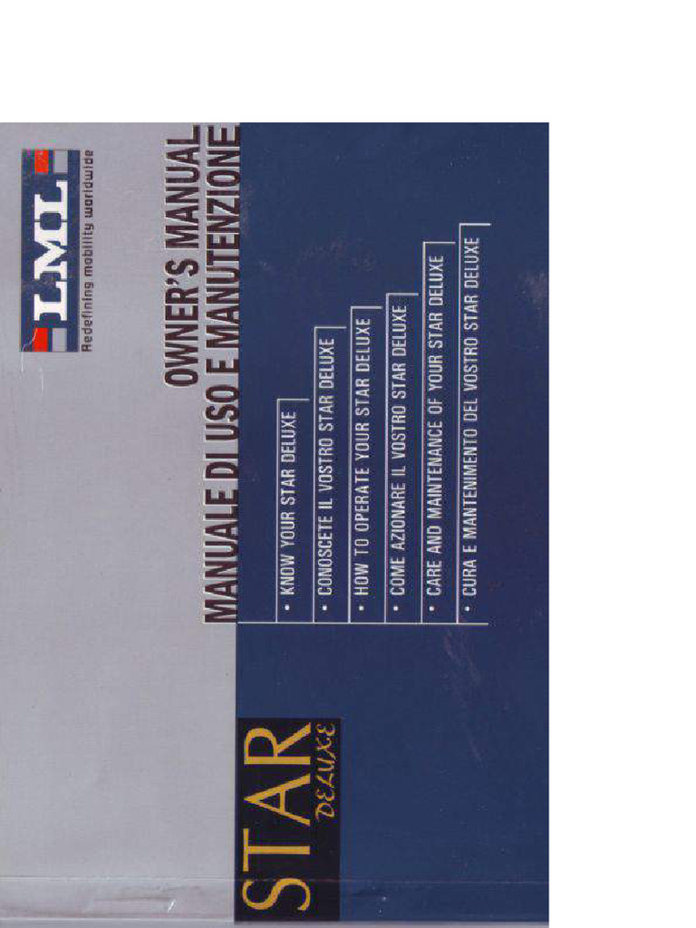 LML Star DeLuxe Scooter Owner's Manual PDF PDF