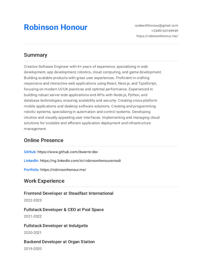 Creative Software Engineer Profile | PDF | User Interface | Java Script