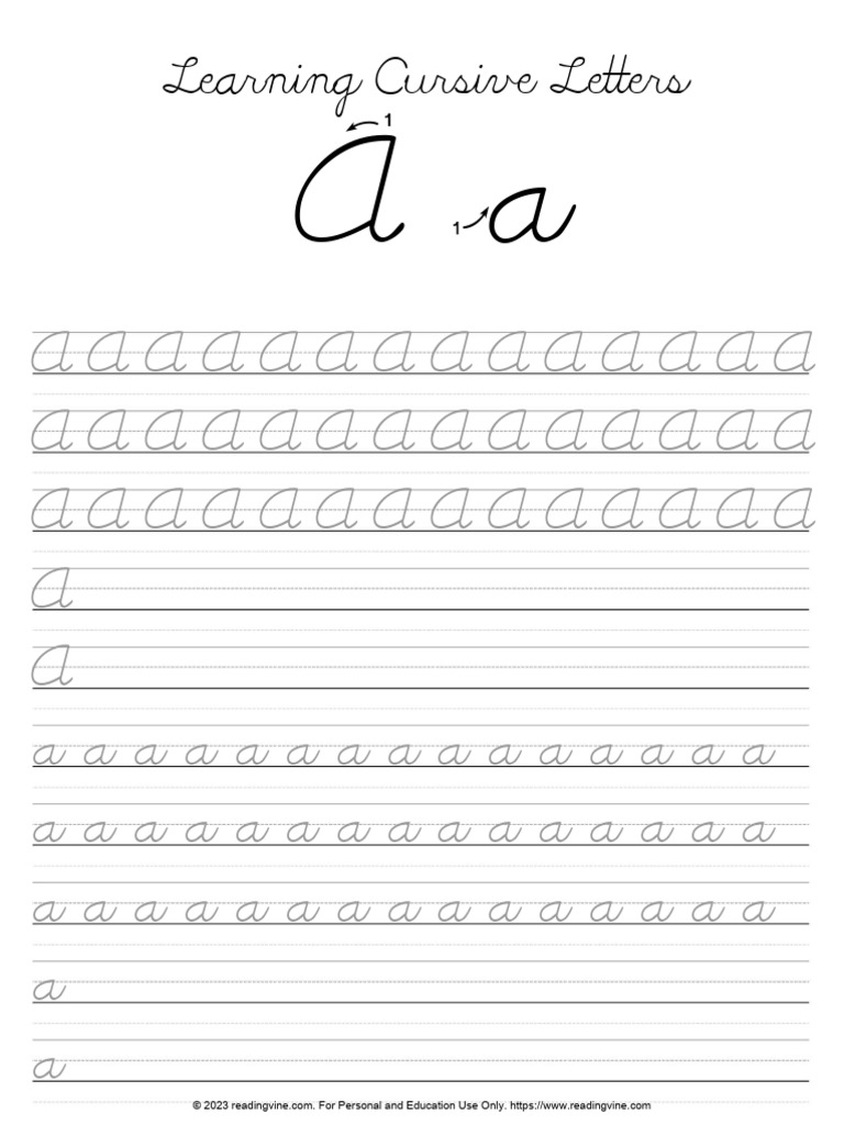 Cursive Letter A Tracing | PDF