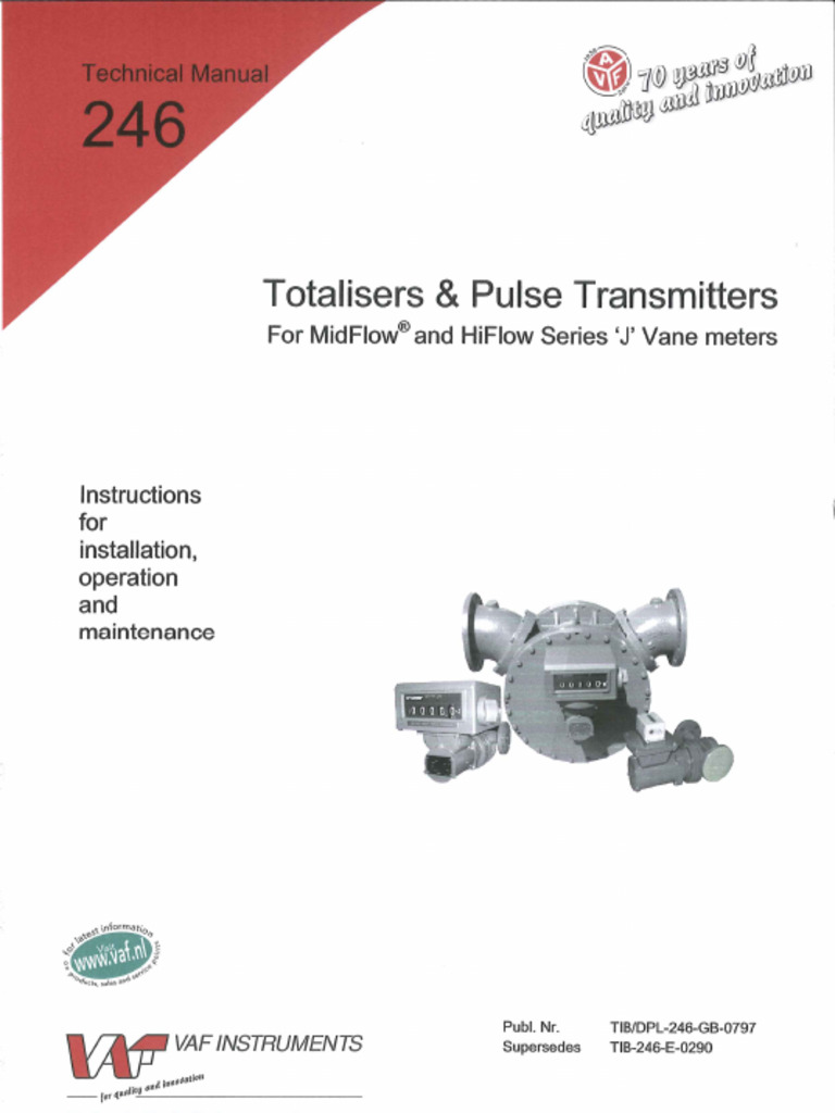 VAF Flowmeter Installation Manual | PDF | Flow Measurement | Electrical ...