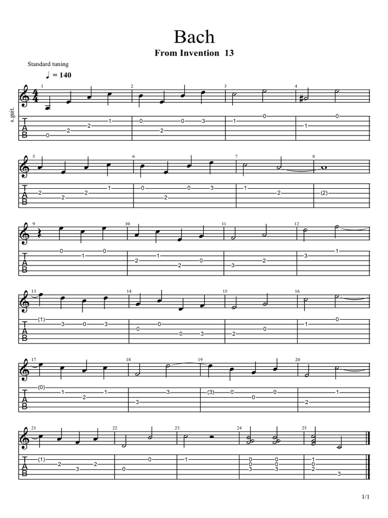 Bach-From Invention 13 | PDF