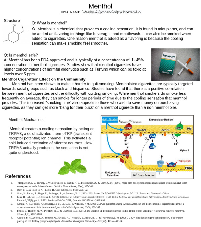 Understanding Menthol's Effects and Uses | PDF | Cigarette | Smoking
