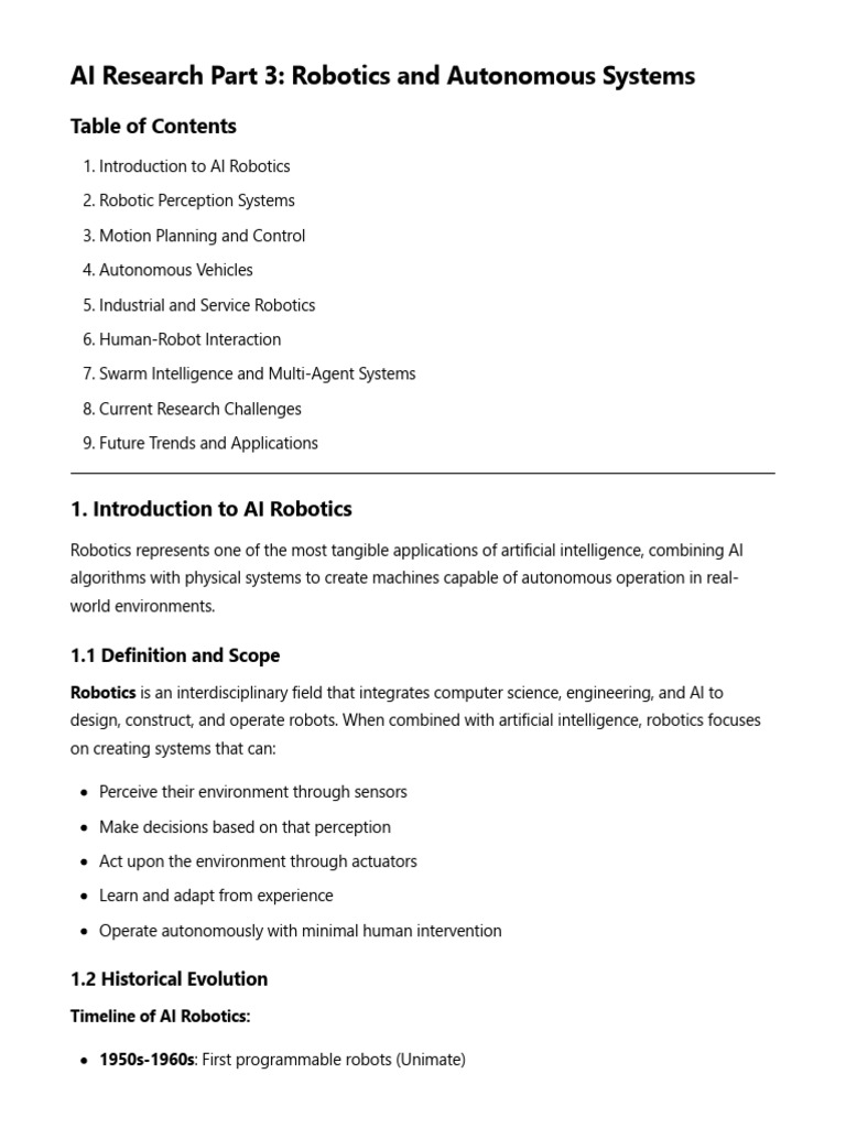 AI Research Part 3_ Robotics and Autonomous Systems | PDF | Robotics ...